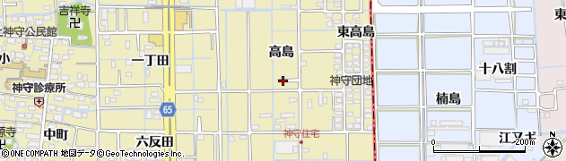 愛知県津島市神守町（高島）周辺の地図