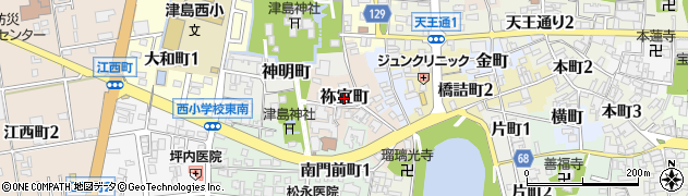 愛知県津島市祢宜町周辺の地図