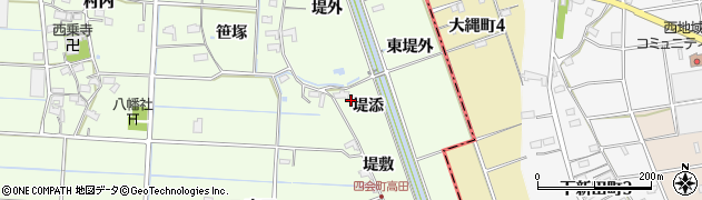 愛知県愛西市四会町（堤添）周辺の地図