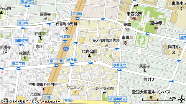 〒461-0002 愛知県名古屋市東区代官町の地図