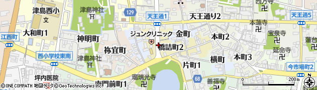 愛知県津島市橋詰町周辺の地図
