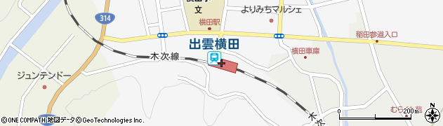 出雲横田駅周辺の地図