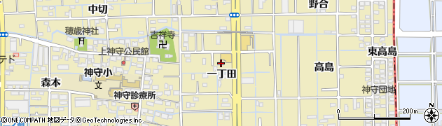 愛知県津島市神守町（一丁田）周辺の地図