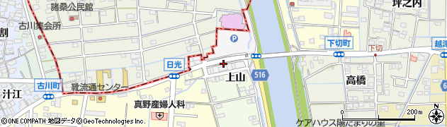 愛知県津島市日光（上山）周辺の地図