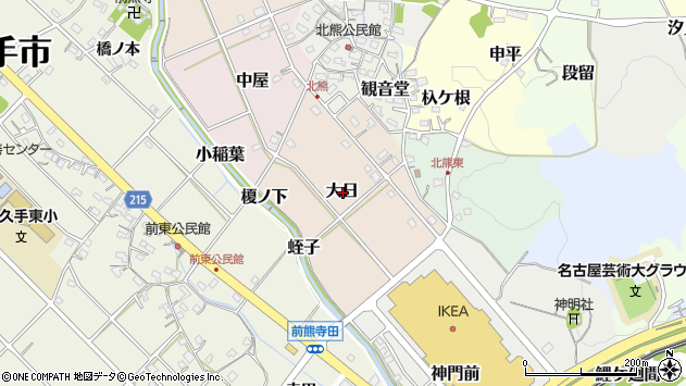 〒480-1335 愛知県長久手市大日の地図