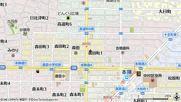 〒453-0036 愛知県名古屋市中村区森田町の地図