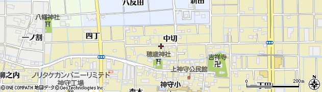 愛知県津島市神守町（中切）周辺の地図