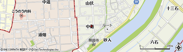 愛知県あま市下萱津（中道）周辺の地図