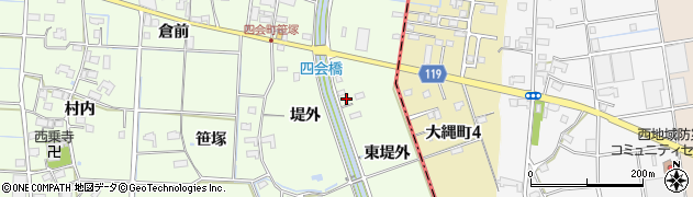 愛知県愛西市四会町東堤外周辺の地図