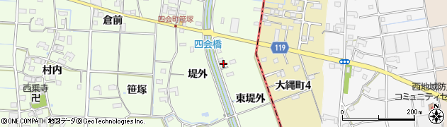 愛知県愛西市四会町（東堤外）周辺の地図