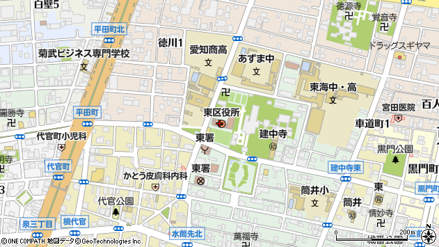 〒461-0000 愛知県名古屋市東区（以下に掲載がない場合）の地図