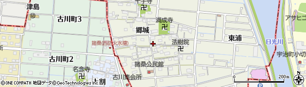 愛知県愛西市諸桑町（郷城）周辺の地図
