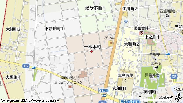 〒496-0873 愛知県津島市一本木町の地図