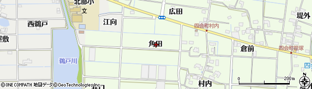 愛知県愛西市四会町角田周辺の地図