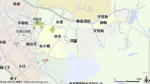 〒480-1324 愛知県長久手市段留の地図