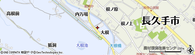 愛知県長久手市岩作大根23周辺の地図