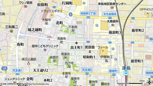 〒496-0814 愛知県津島市良王町の地図