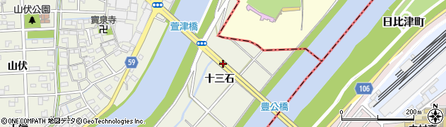 愛知県あま市下萱津（十三石新田）周辺の地図