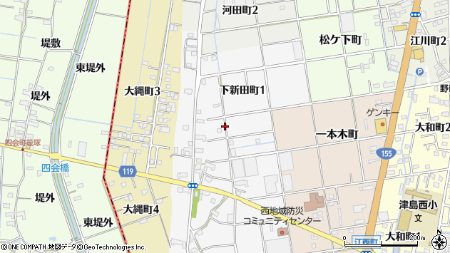 〒496-0875 愛知県津島市下新田町の地図