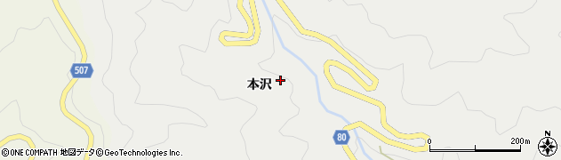 愛知県設楽町（北設楽郡）津具（本沢）周辺の地図