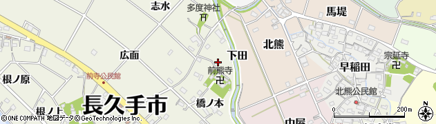愛知県長久手市前熊橋ノ本周辺の地図