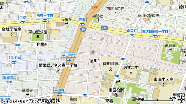 〒461-0025 愛知県名古屋市東区徳川の地図