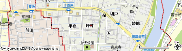 愛知県あま市下萱津（坪井）周辺の地図
