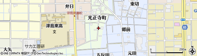 愛知県津島市光正寺町周辺の地図