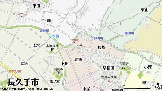 〒480-1315 愛知県長久手市東平地の地図