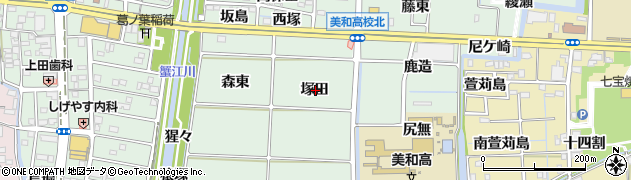 愛知県あま市篠田塚田周辺の地図
