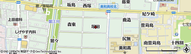 愛知県あま市篠田（塚田）周辺の地図