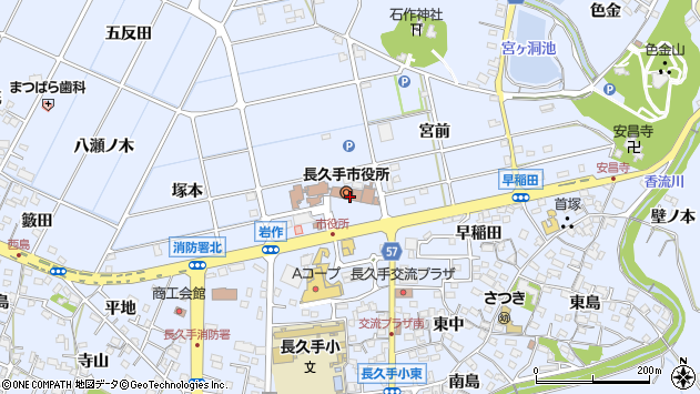 〒480-1100 愛知県長久手市（以下に掲載がない場合）の地図