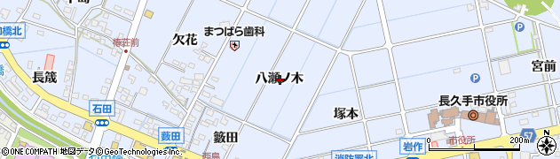 愛知県長久手市岩作八瀬ノ木周辺の地図