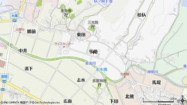 〒480-1316 愛知県長久手市平地の地図