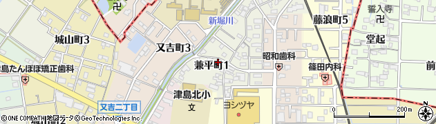 愛知県津島市兼平町周辺の地図