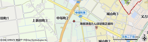 愛知県津島市申塚町周辺の地図