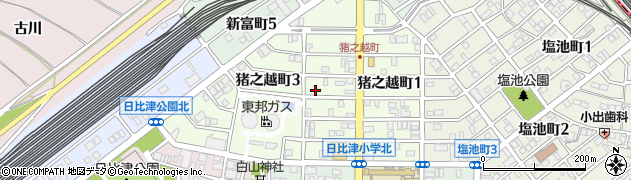 愛知県名古屋市中村区猪之越町周辺の地図