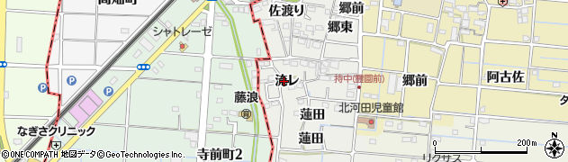 愛知県愛西市持中町（流レ）周辺の地図
