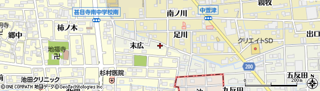 愛知県あま市下萱津（末広）周辺の地図