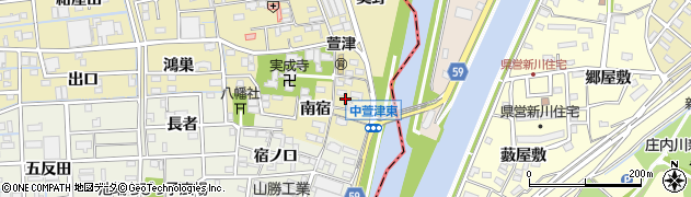 愛知県あま市中萱津南宿周辺の地図