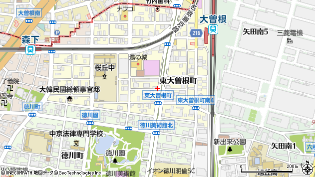 〒461-0022 愛知県名古屋市東区東大曽根町の地図