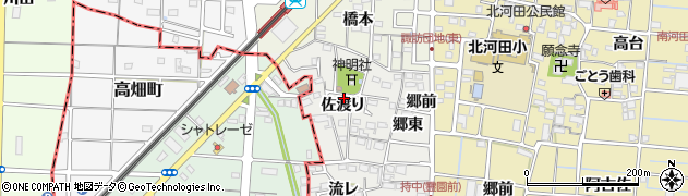 愛知県愛西市持中町（佐渡り）周辺の地図