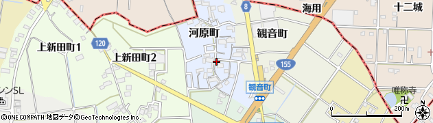 愛知県津島市河原町周辺の地図