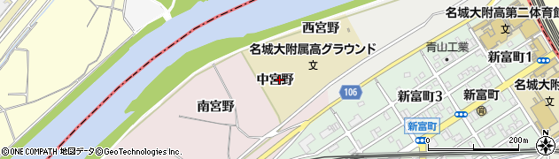 愛知県名古屋市中村区日比津町（中宮野）周辺の地図