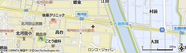 愛知県愛西市南河田町（江田）周辺の地図