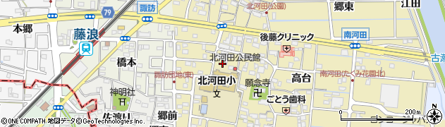愛知県愛西市北河田町郷前433周辺の地図