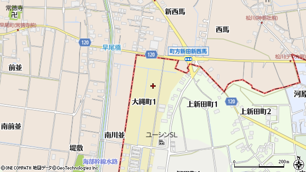 〒496-0876 愛知県津島市大縄町の地図