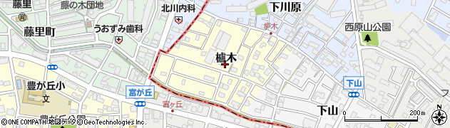 愛知県長久手市櫨木周辺の地図