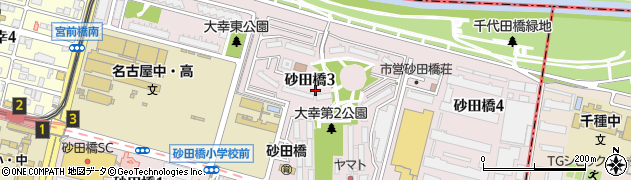 愛知県名古屋市東区砂田橋3丁目周辺の地図