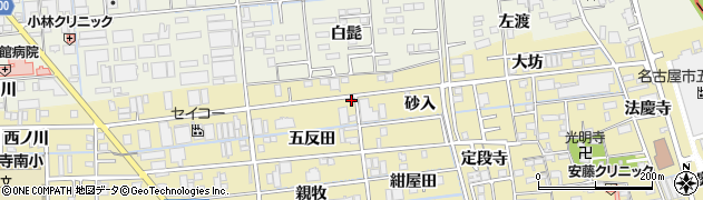 愛知県あま市中萱津五反田13周辺の地図